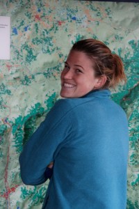 Sara checking out wall map