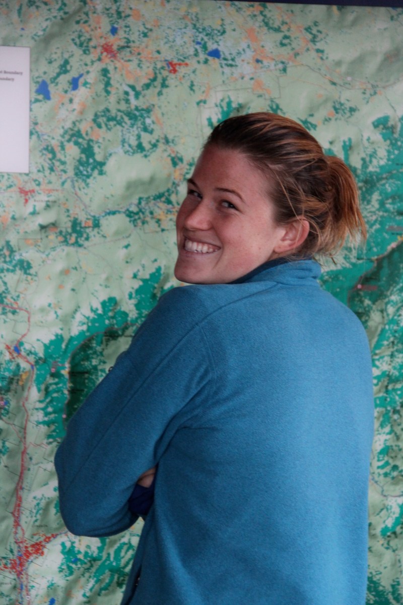 Brooke checking out wall map