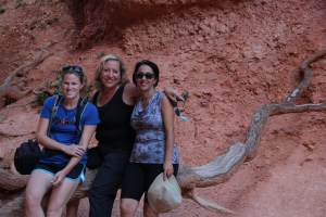 Mothers and Daughter catching their breathe on the Navajo Loop Trail