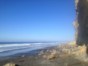 The morning tide along the beachfront 